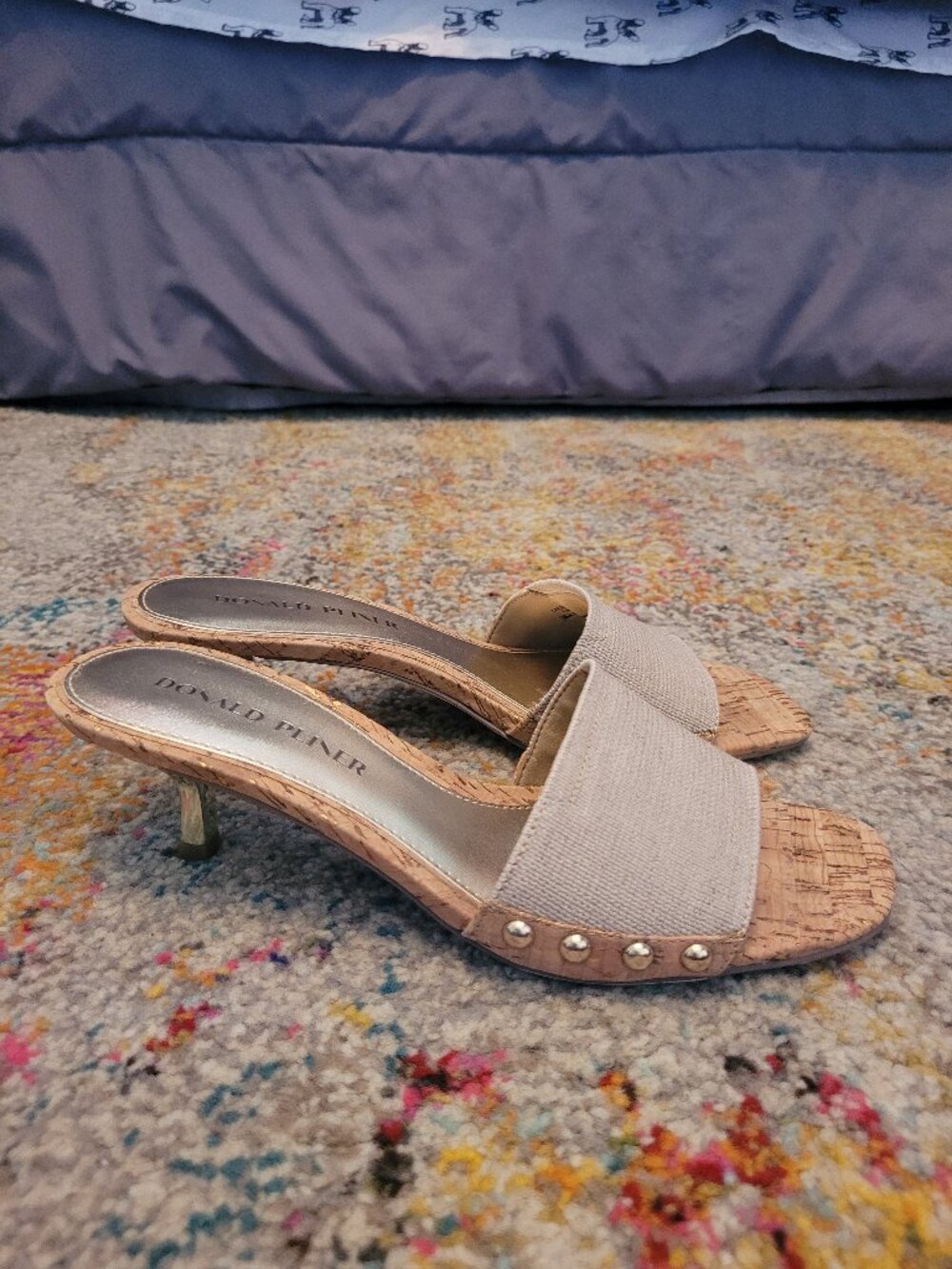 Donald Pliner Women's Colete Crocco Slip-On Kitten Heel Sandals Tan